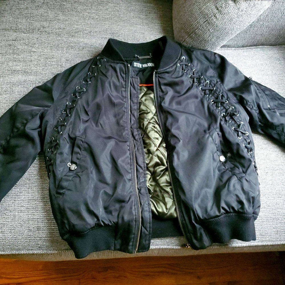 Steve Madden Lace detail bomber jaket - Picture 7 of 7
